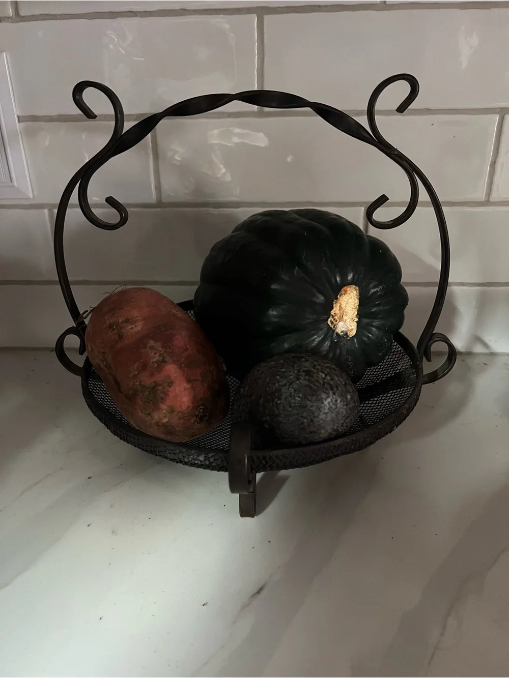 Vintage Wrought Iron Mesh Basket